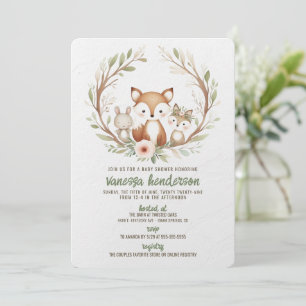 Woodland Animals Baby Shower Invitation