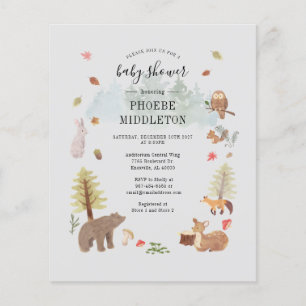 Woodland Animals Baby Shower Invitation