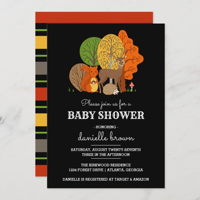 Woodland Animals Baby Shower Invitation (Front/Back)