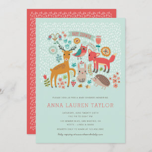 Woodland Animals Baby Shower Invitation