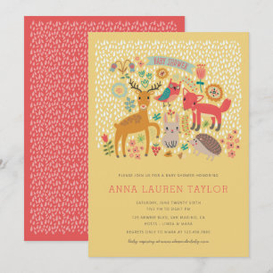 Woodland Animals Baby Shower Invitation