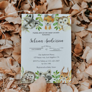 Woodland Animals Baby Shower Invitation 
