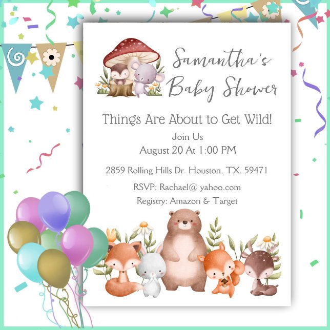 Woodland Animals Baby Shower Invitation (Creator Uploaded)