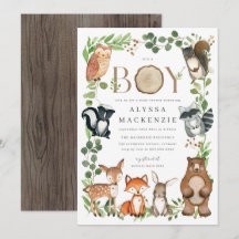Woodland Animals Baby Shower Invitation