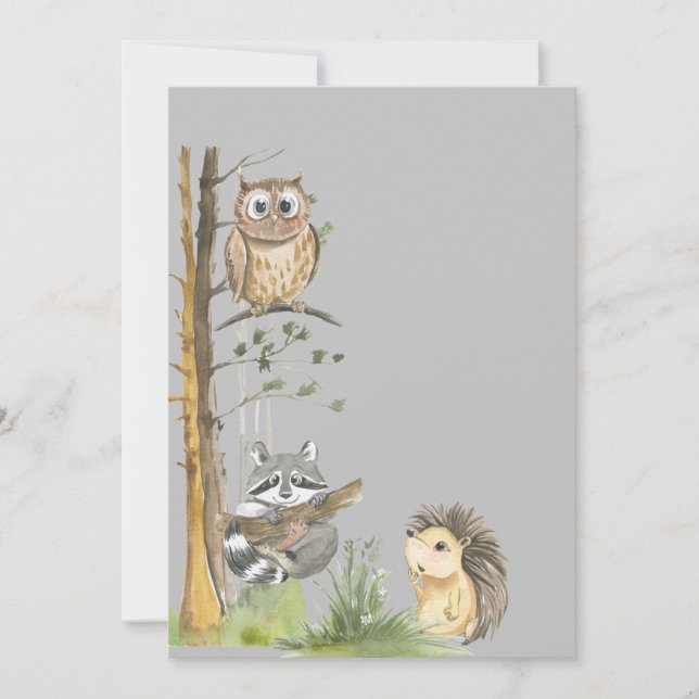 Woodland animals baby shower invitation (Front)