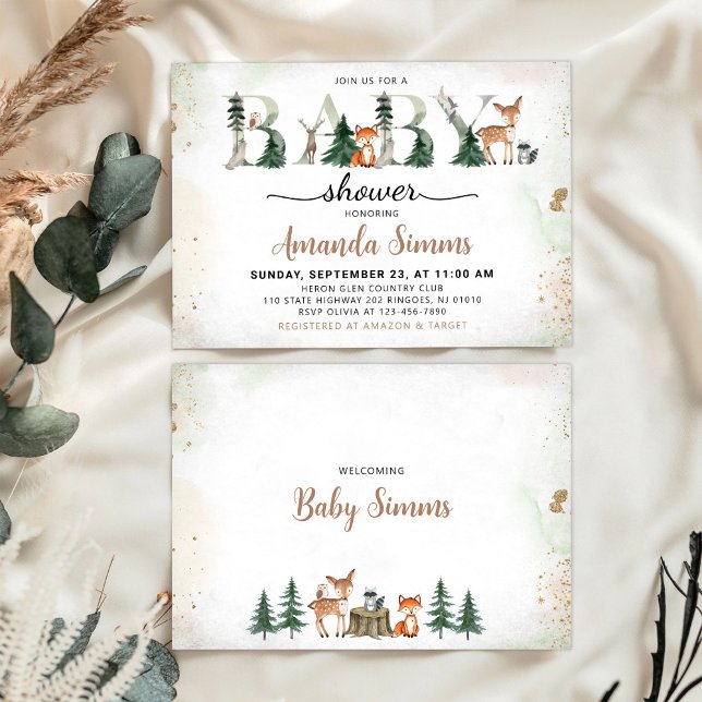 Woodland Animals Baby Shower Invitation Winter (Creator Uploaded)
