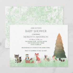 Woodland Animals Baby Shower Invitations