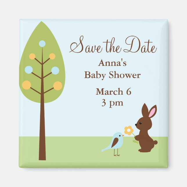 Woodland Animals Baby Shower Magnet (Front)
