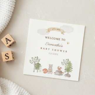 Woodland Animals Baby Shower Napkin