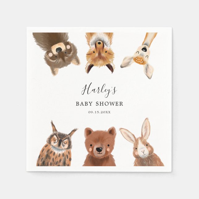 Woodland Animals Baby Shower Napkins (Front)
