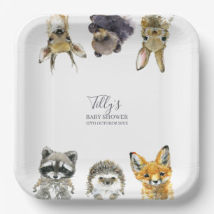 Woodland Animals Baby Shower Paper Plate