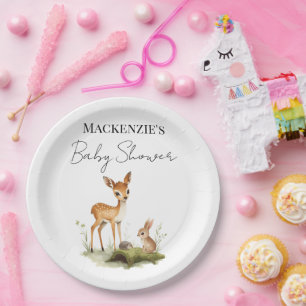 Woodland Animals Baby Shower Paper Plate