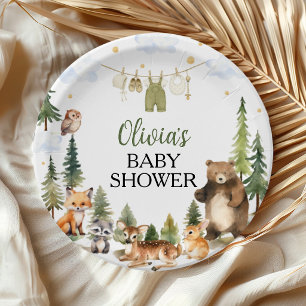 Woodland Animals Baby Shower Paper Plates