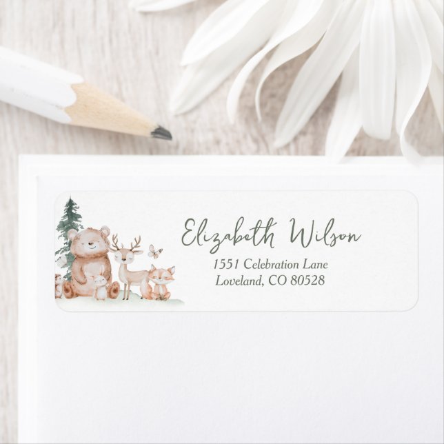 Woodland Animals Baby Shower Return Address (Insitu)