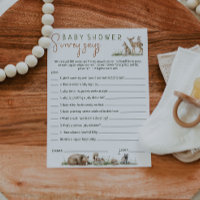 Woodland Animals Baby Shower Survey Says Card