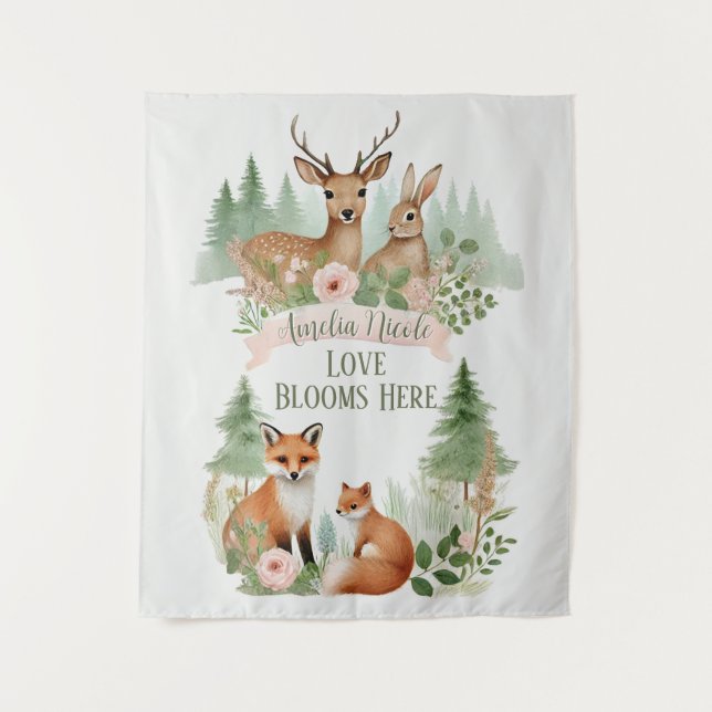 Woodland Animals Baby Shower Tapestry (Front)