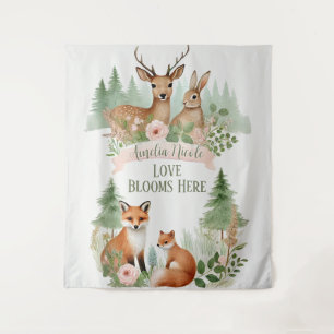 Woodland Animals Baby Shower Tapestry