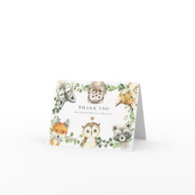 Woodland Animals Baby Shower Thank You Card