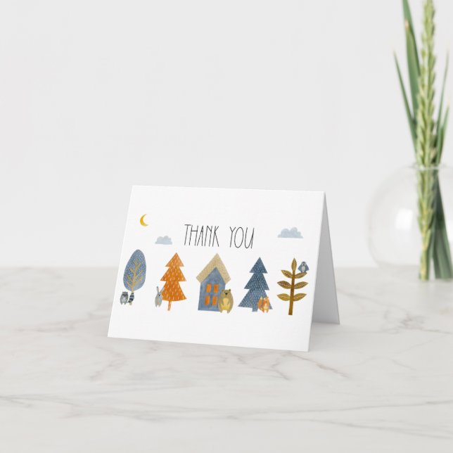 Woodland Animals Baby Shower Thank You Card (Front)