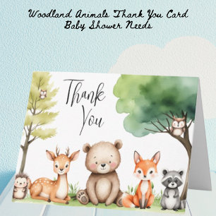 Woodland Animals Baby Shower Thank You Card