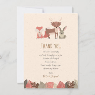 Woodland Animals Baby Shower Thank You Poem Card