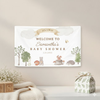 Woodland Animals Baby Shower Welcome Banner