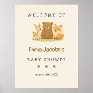 Woodland Animals Baby Shower Welcome Poster