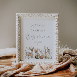 Woodland Animals Baby Shower  Welcome Poster