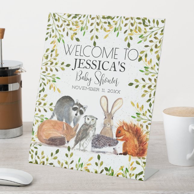 Woodland Animals Baby Shower Welcome Sign (In SItu)