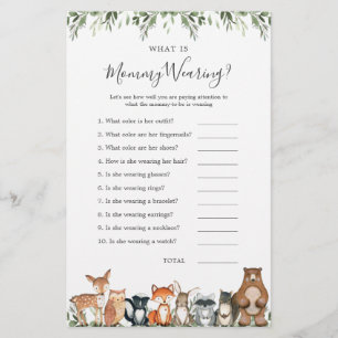 Woodland Animals Baby Shower What is Mommy Wearing