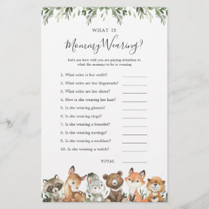 Woodland Animals Baby Shower What is Mommy Wearing