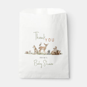 Woodland Animals Baby Shower With Name Thank You Favour Bag