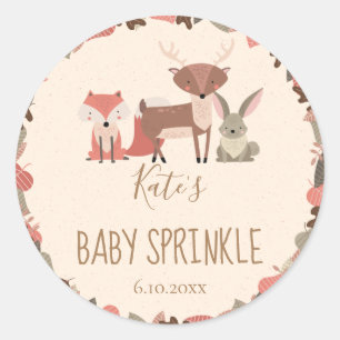 Woodland Animals Baby Sprinkle Classic Round Sticker