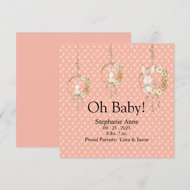 Woodland Animals Baby Stats Announcement Polkadot (Front/Back)