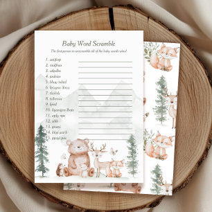 Woodland Animals Baby Word Scramble Game Card