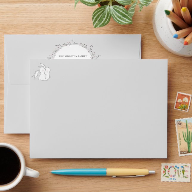 Woodland Animals | Back Flap Custom Return Address Envelope (Desk)