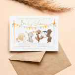 Woodland Animals Band Parade Cute Baby Shower Invitation<br><div class="desc">We're wild with excitement and happy to say a sweet little baby is on the way! This gender-neutral shower invitation features "baby shower" in faux gold script lettering over a marching band of woodland animals playing all different kinds of instruments, above them, there is boho bunting in shades of green,...</div>