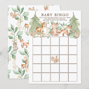 Woodland Animals BINGO Baby Shower Game Invitation