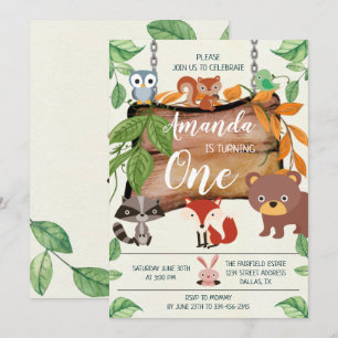 Woodland Animals Birthday Invitation