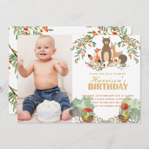 Woodland Animals Birthday Invitation