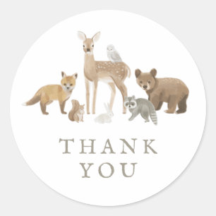 Woodland Animals Birthday Party Thank You Classic Round Sticker
