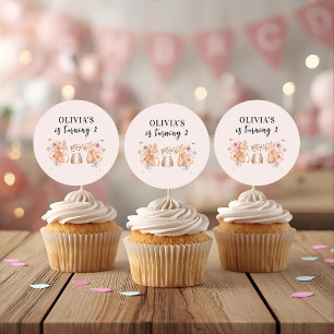 Woodland Animals Birthday Stickers   Pink Floral