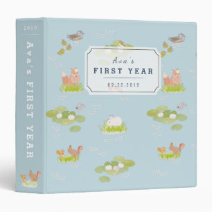 Woodland Animals Blue Pond Baby Photo Book Binder