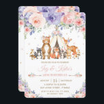 Woodland Animals Blush Lilac Floral Birthday  Invitation<br><div class="desc">Personalize this pretty birthday party invitation with your party details easily and quickly, simply press the customize it button to further re-arrange and format the style and placement of the text.  This whimsical invitation features adorable watercolor woodland animals and gorgeous pink blush and purple lilac floral. All text are editable!...</div>