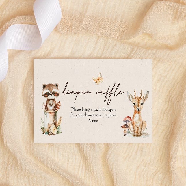 Woodland Animals Boho Baby Shower Diaper Raffle Card (Creator Uploaded)