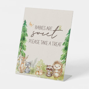 Woodland Animals Boho Baby Shower Favour Pedestal Sign