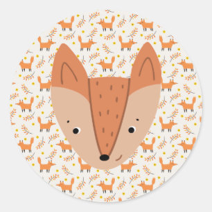 Woodland Animals Boho Design Fox Classic Round Sticker