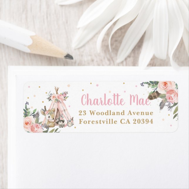 Woodland Animals Boho Tribal Return Address  (Insitu)