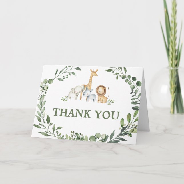 Woodland Animals Botanical Baby Shower  Thank You Card (Front)