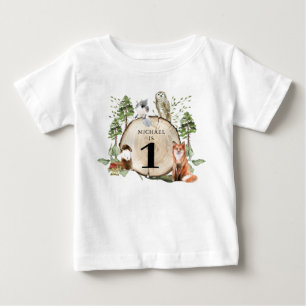 Woodland Animals Boy 1st Birthday T-Shirt
